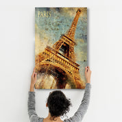 Silhouette Of Eiffel | Glass Wall Art - Artdesigna