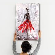 Ballerina (Red) | Glass Wall Art - Artdesigna