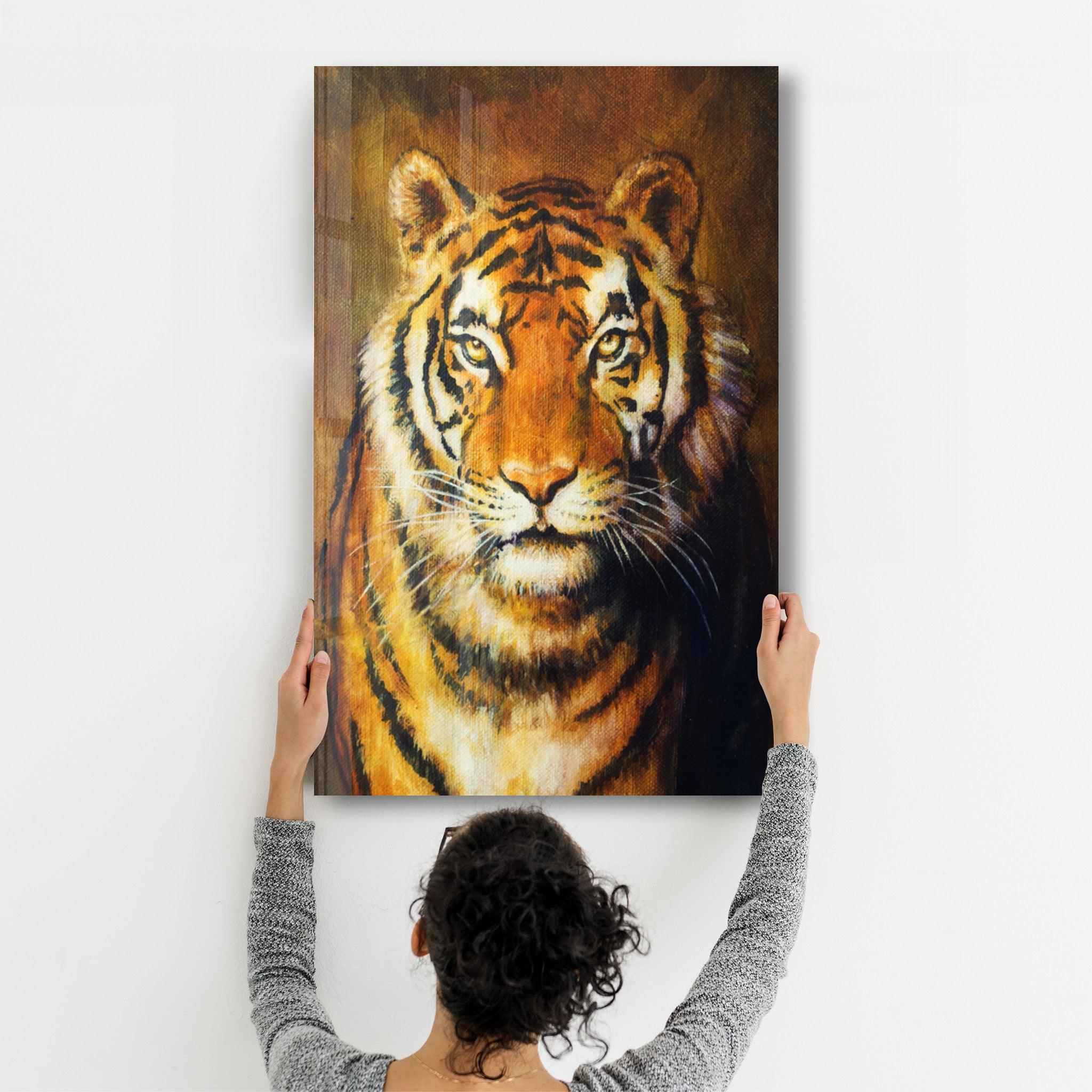 Tiger 5 | Glass Wall Art - Artdesigna