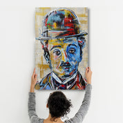 Abstract Chaplin Portrait | Glass Wall Art - Artdesigna