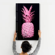 Pink Pineapple V2 | Glass Wall Art - Artdesigna