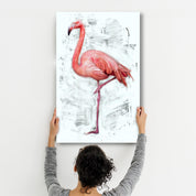 Abstract Flamingo | Glass Wall Art - Artdesigna