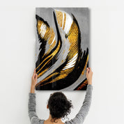 Golden Abstract 2 | Glass Wall Art - Artdesigna