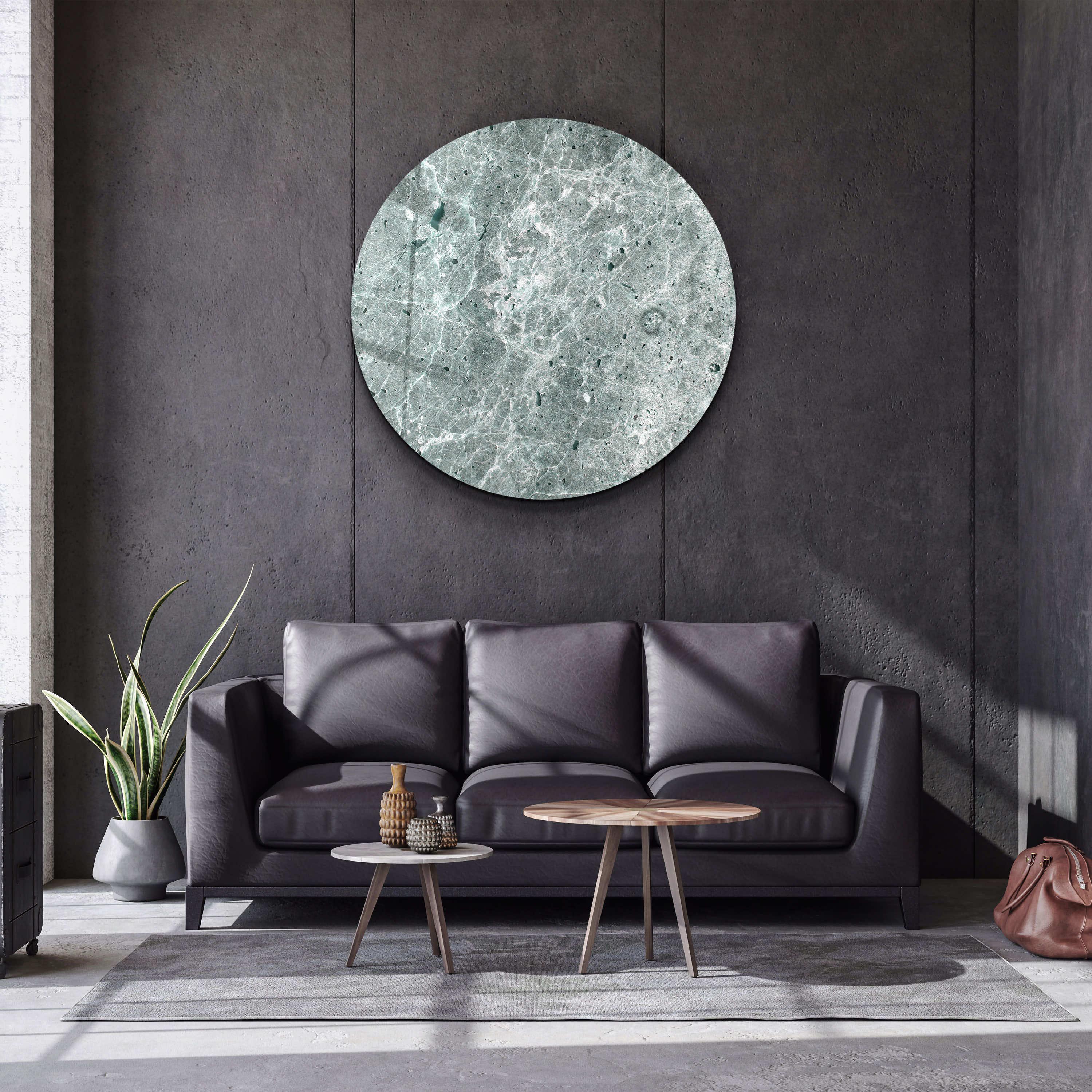 ・"Marble Stone - Gray"・Rounded Glass Wall Art - ArtDesigna Glass Printing Wall Art