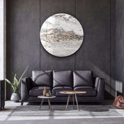 ・"Travertine - Gray "・Rounded Glass Wall Art - ArtDesigna Glass Printing Wall Art