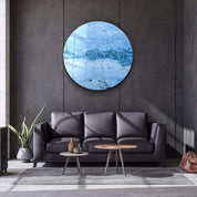 ・"Travertine Stone - Azure"・Rounded Glass Wall Art - ArtDesigna Glass Printing Wall Art