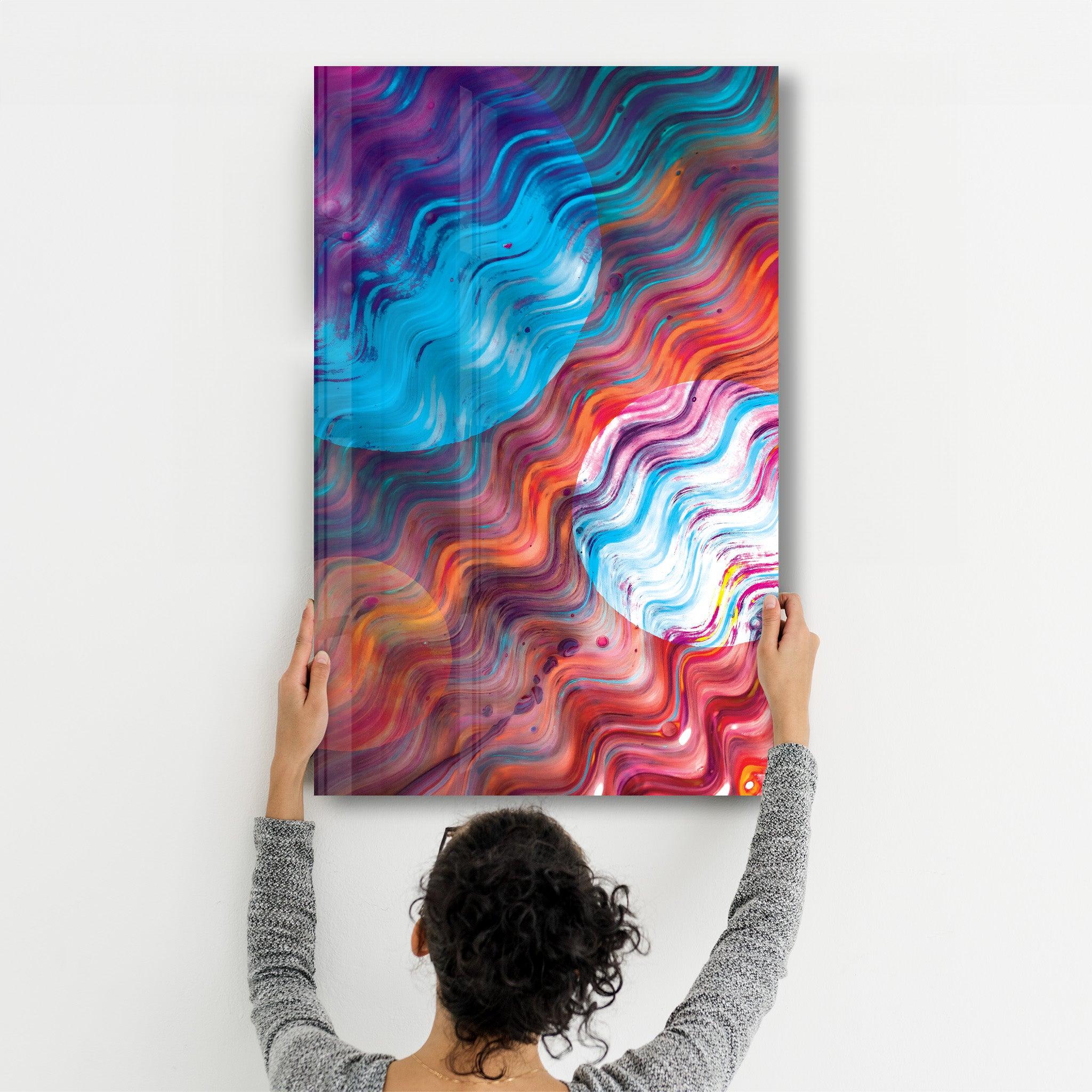 Waive of Colors | Glass Wall Art - Artdesigna