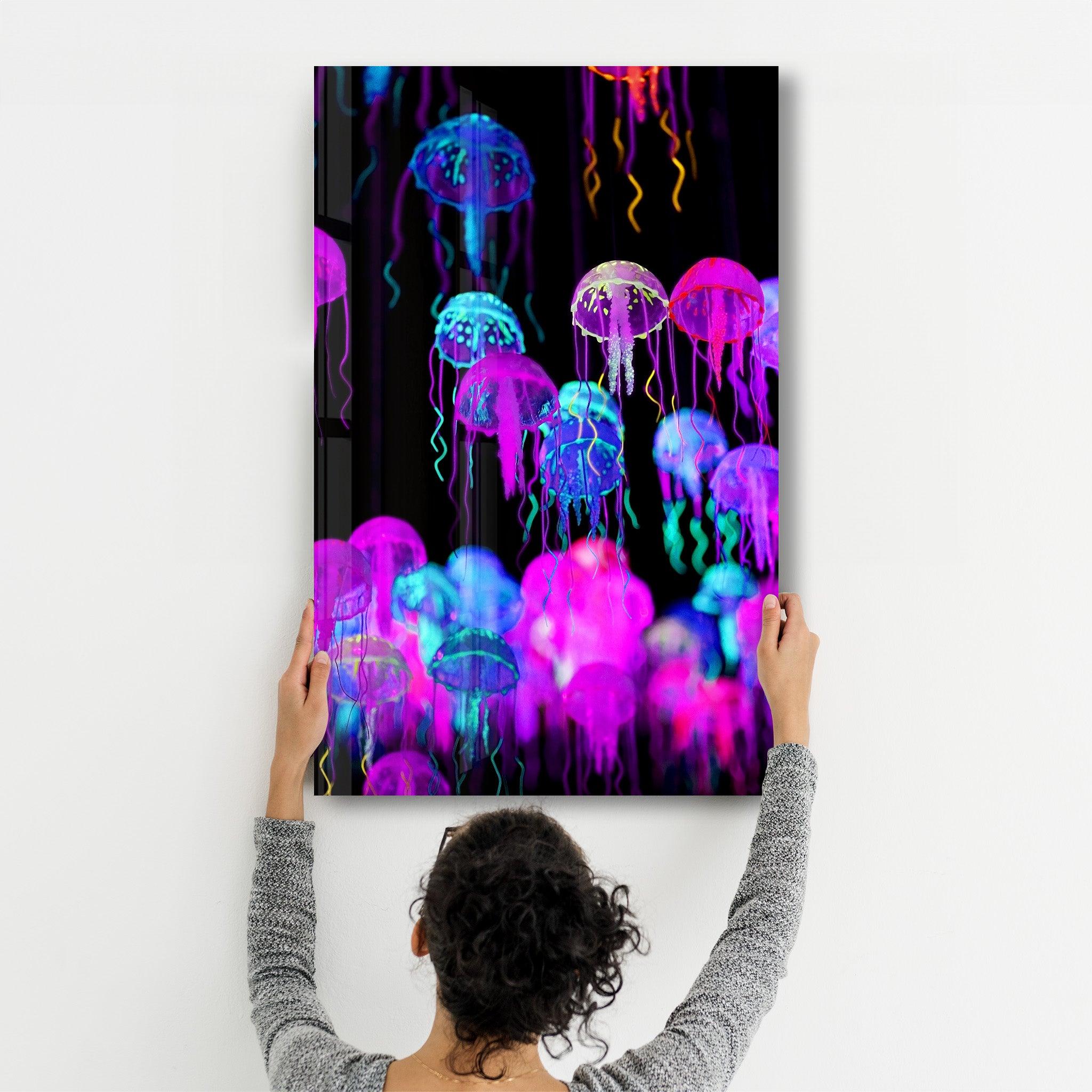 Jellyfish | Glass Wall Art - Artdesigna