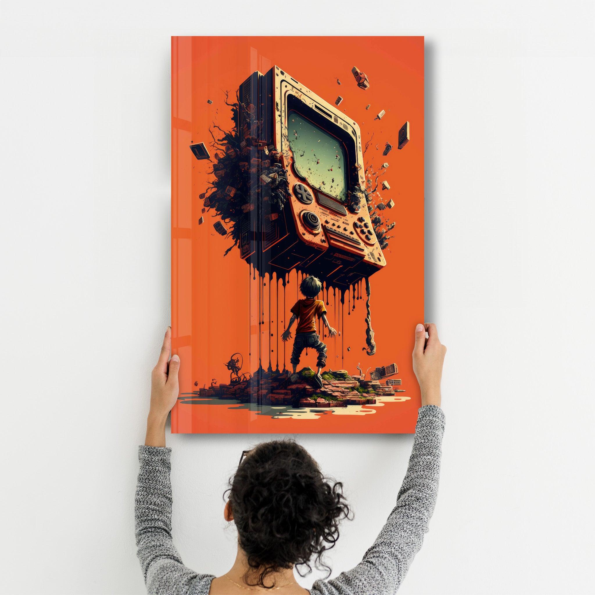 Gamer Boy Adventure | Secret World Collection Glass Wall Art - Artdesigna