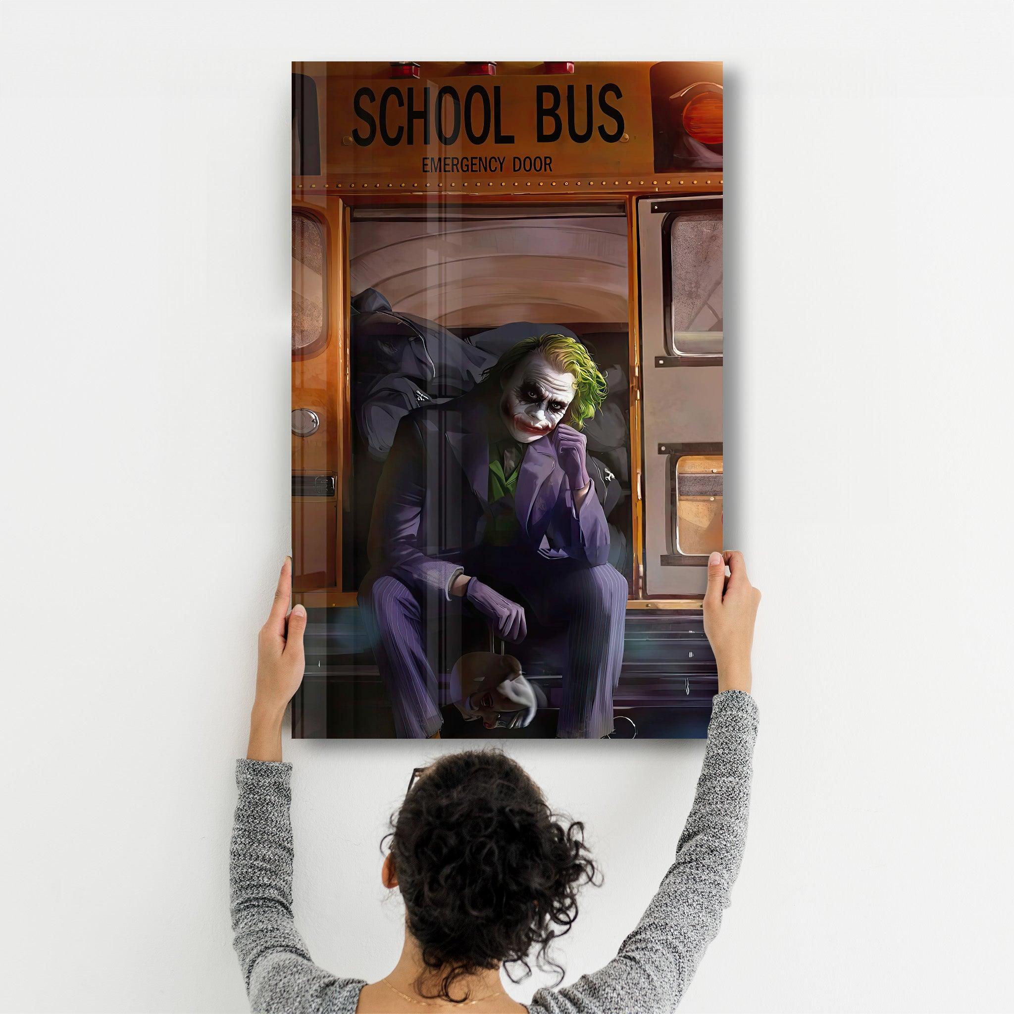 School Bus - Joker | Designer's Collection Glass Wall Art - Artdesigna