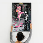 Pink Panther & Charlie | Designer's Collection Glass Wall Art - Artdesigna