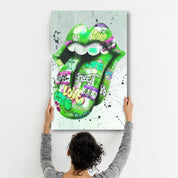 Tongue - Green | Designer's Collection Glass Wall Art - Artdesigna