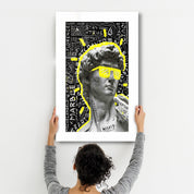 Statue Pop Art Yellow | Designer's Collection Glass Wall Art - Artdesigna