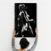 Robo Girl Silver | Designer's Collection Glass Wall Art - Artdesigna