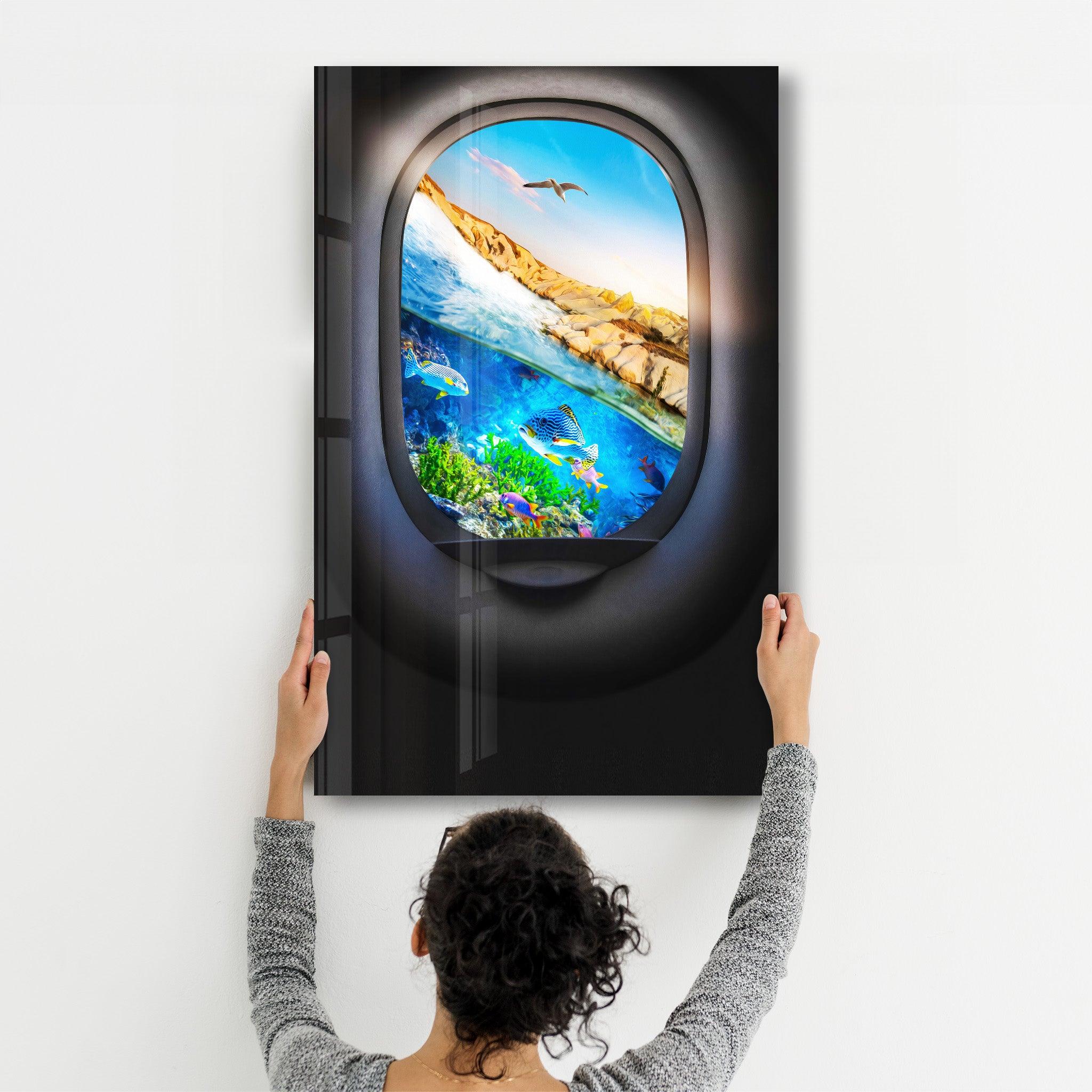 Ocean Window | Secret World Collection Glass Wall Art - Artdesigna