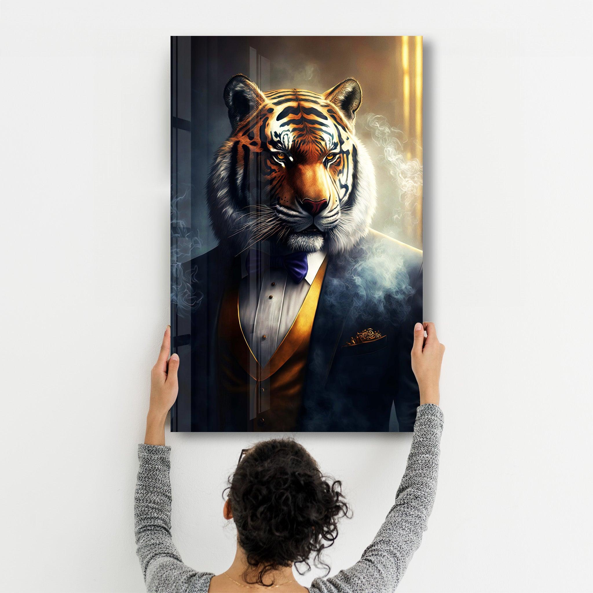 Mr. Tiger | Secret World Collection Glass Wall Art - Artdesigna