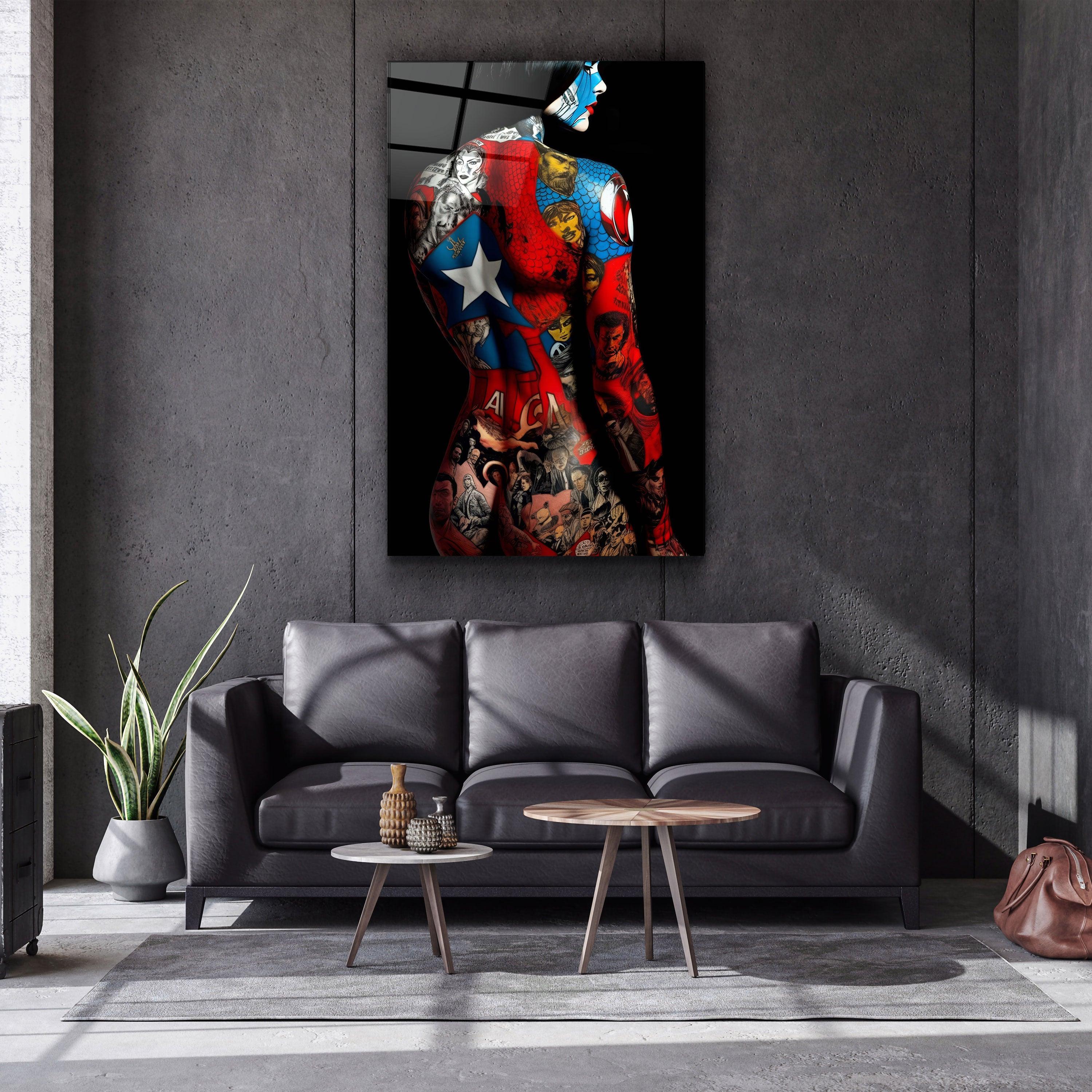 Tattooed Body 1 | Designers Collection Glass Wall Art - Artdesigna