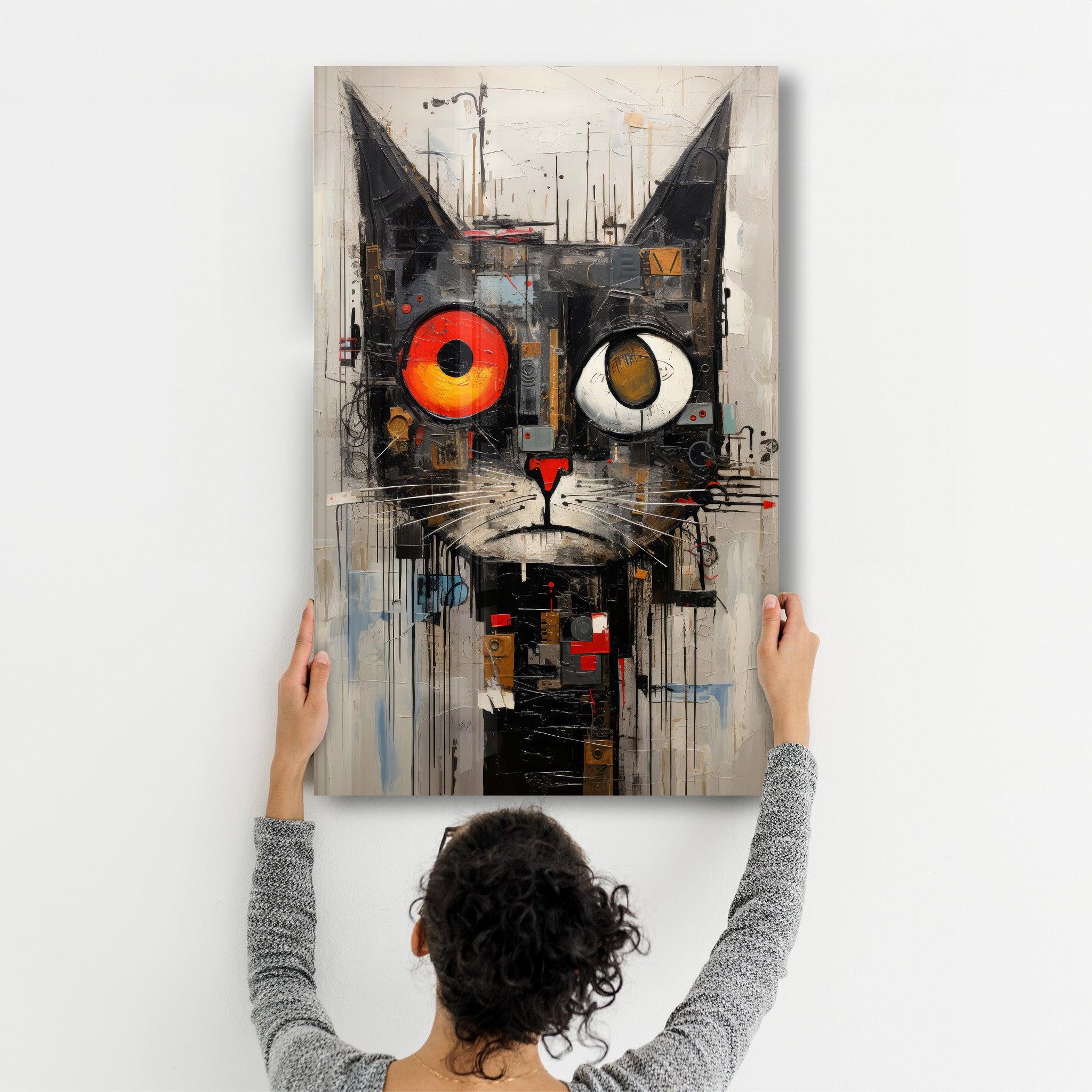 Abstract Cat・Designers Collection Glass Wall Art