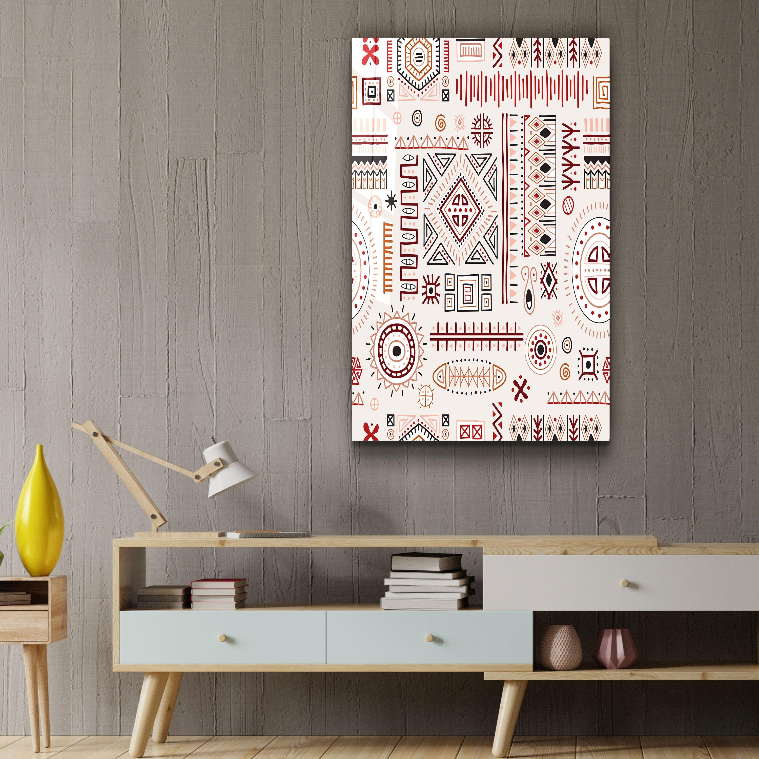 Scandinavian Egyptian Mix - Powder Beige | Zodiac Glass Wall Art - Artdesigna