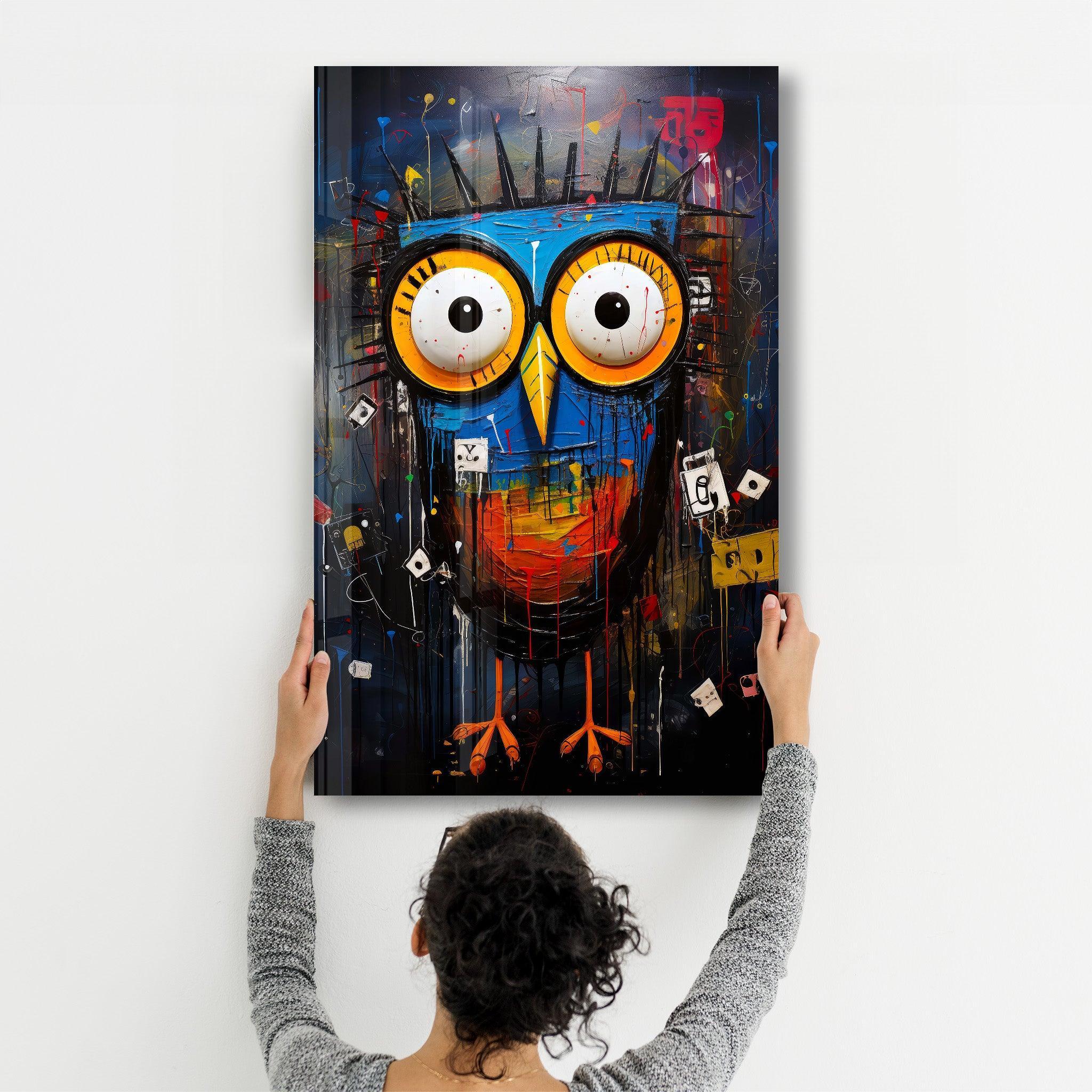 Owl Portrait | Glass Wall Art - Artdesigna