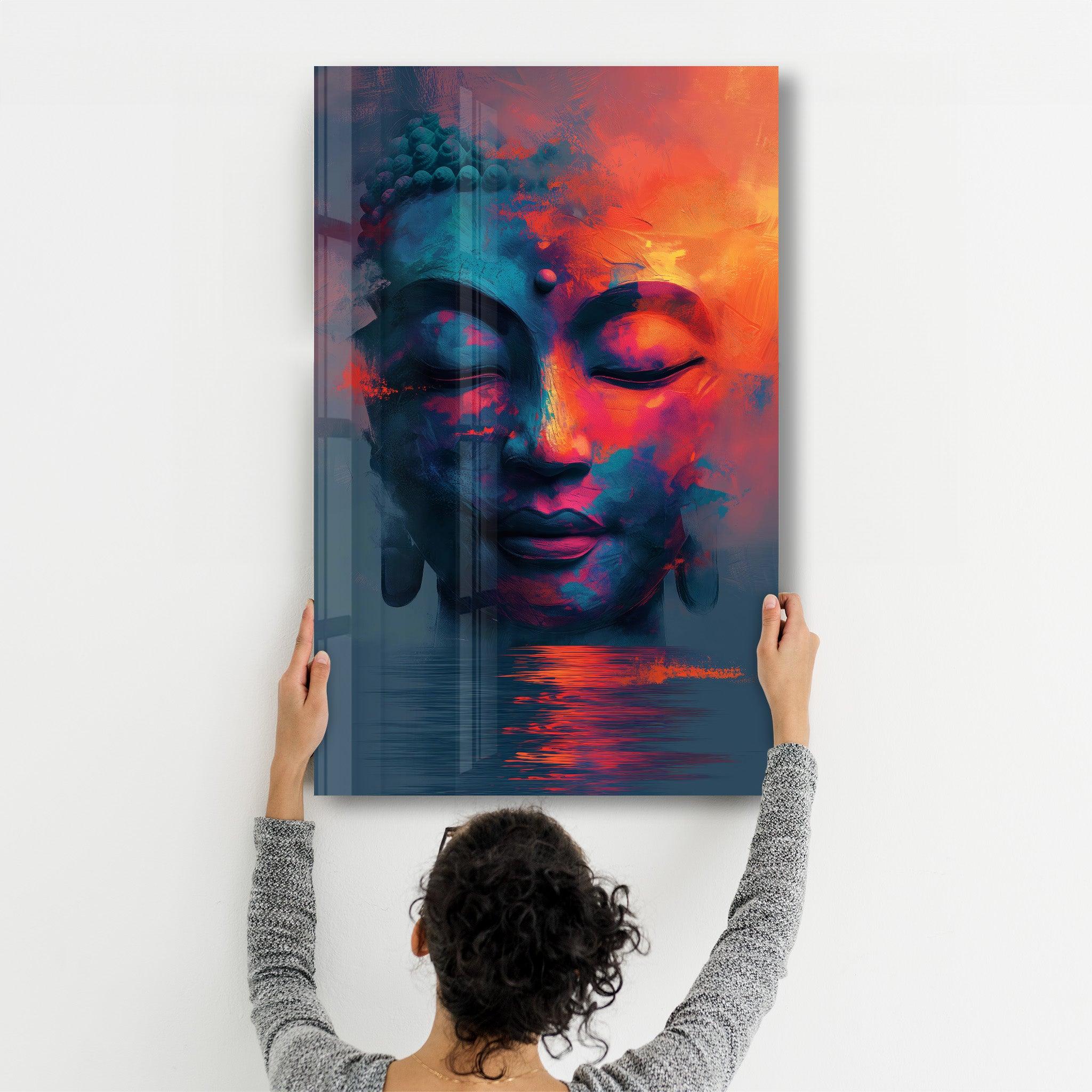 Buddha Oil Painting Style | Designers Collection Glass Wall Art - Artdesigna