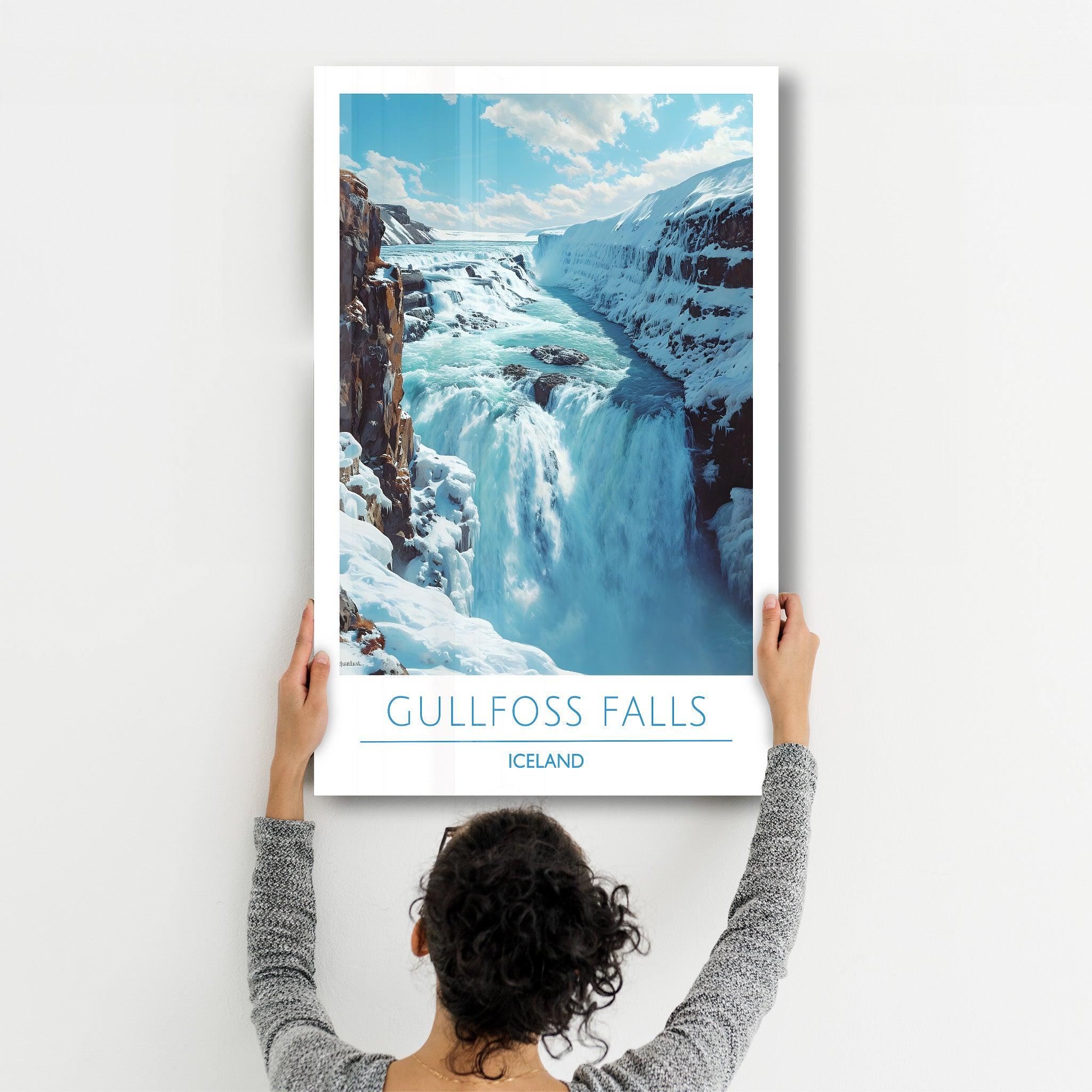 Gullfoss Iceland-Travel Posters | Glass Wall Art - Artdesigna