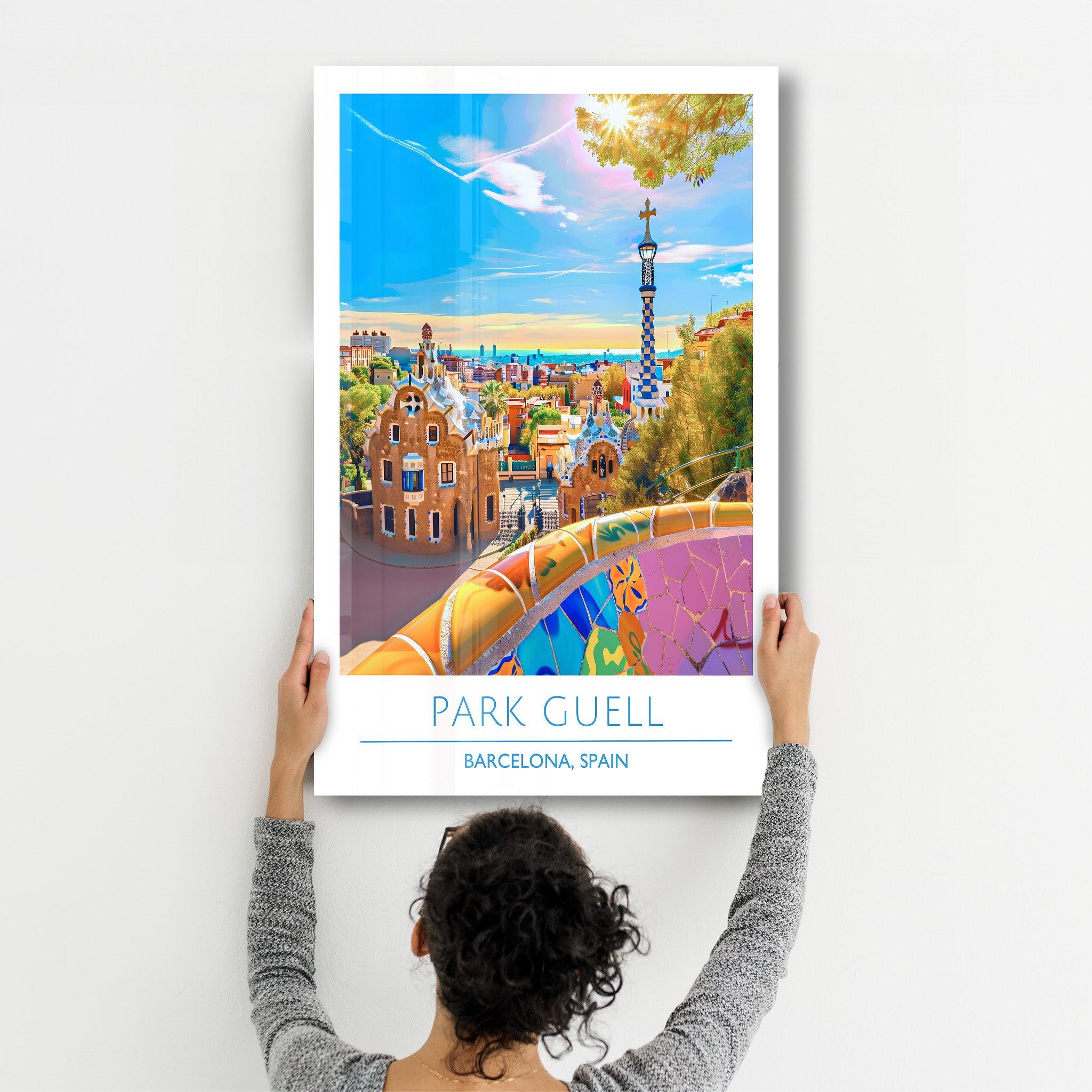 Park Guell-Barcelona Spain-Travel Posters | Glass Wall Art - Artdesigna