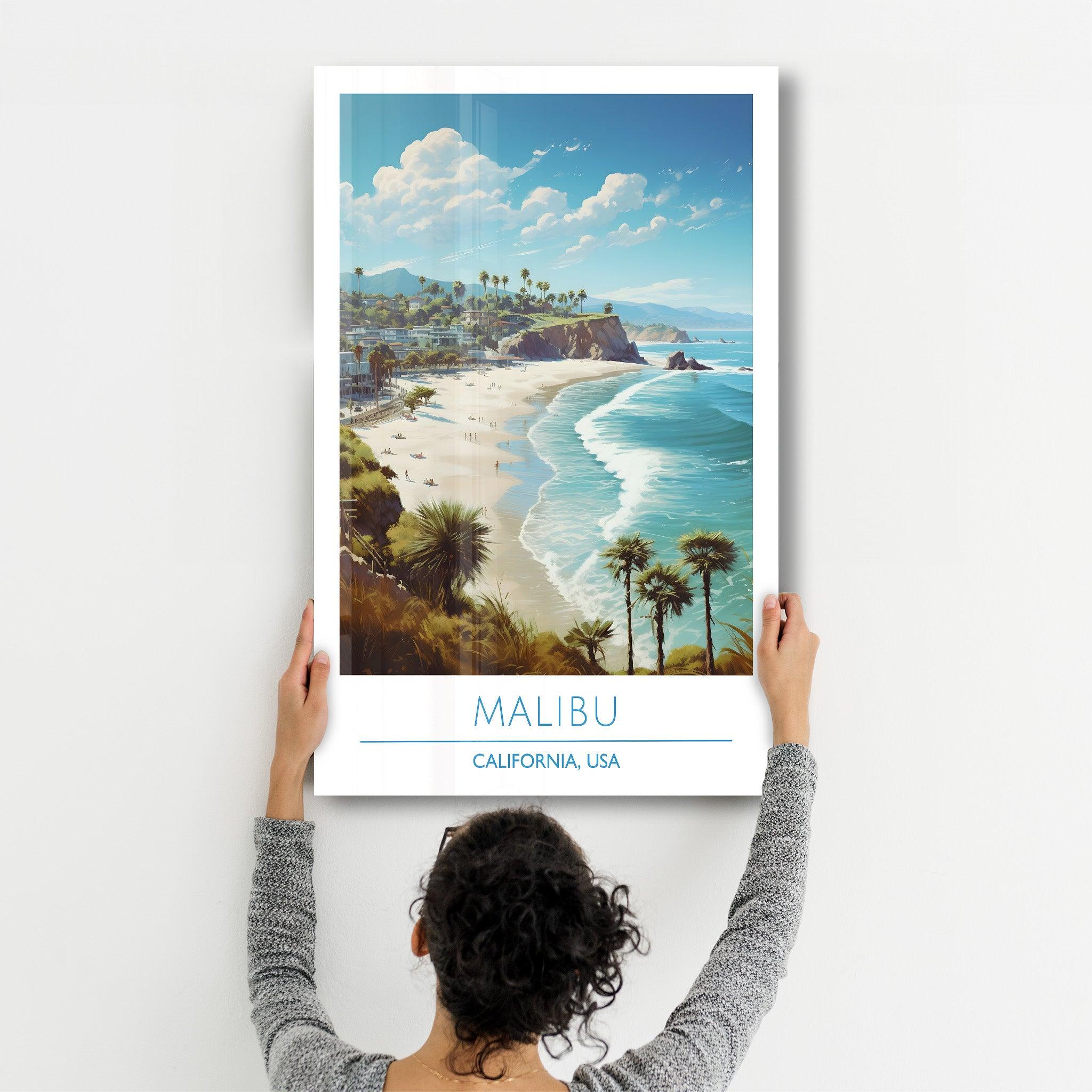 Malibu-California USA-Travel Posters | Glass Wall Art - Artdesigna