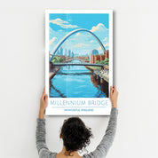 Millennium Bridge-Newcastle England-Travel Posters | Glass Wall Art - Artdesigna