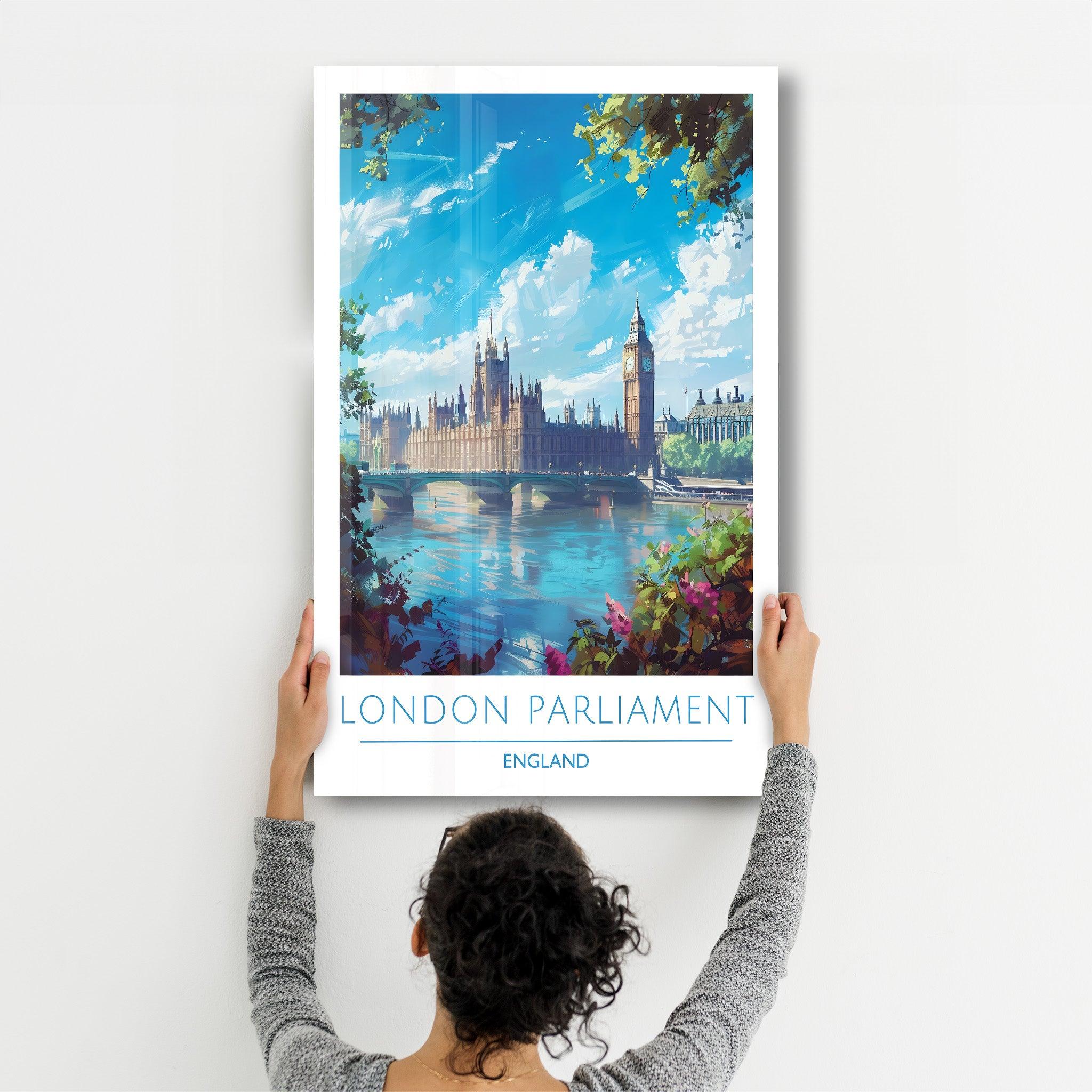 London Parliament England 2-Travel Posters | Glass Wall Art - Artdesigna