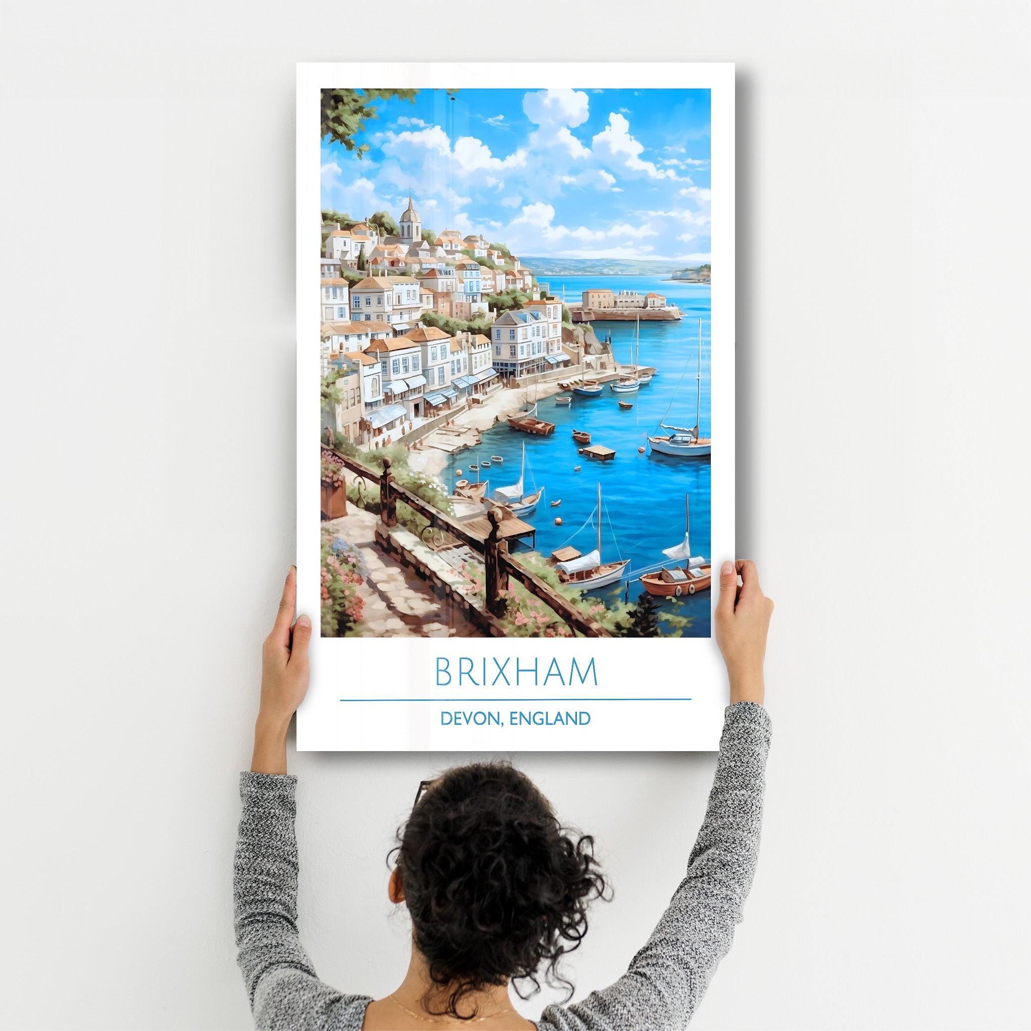 Brixham-Devon England-Travel Posters | Glass Wall Art - Artdesigna