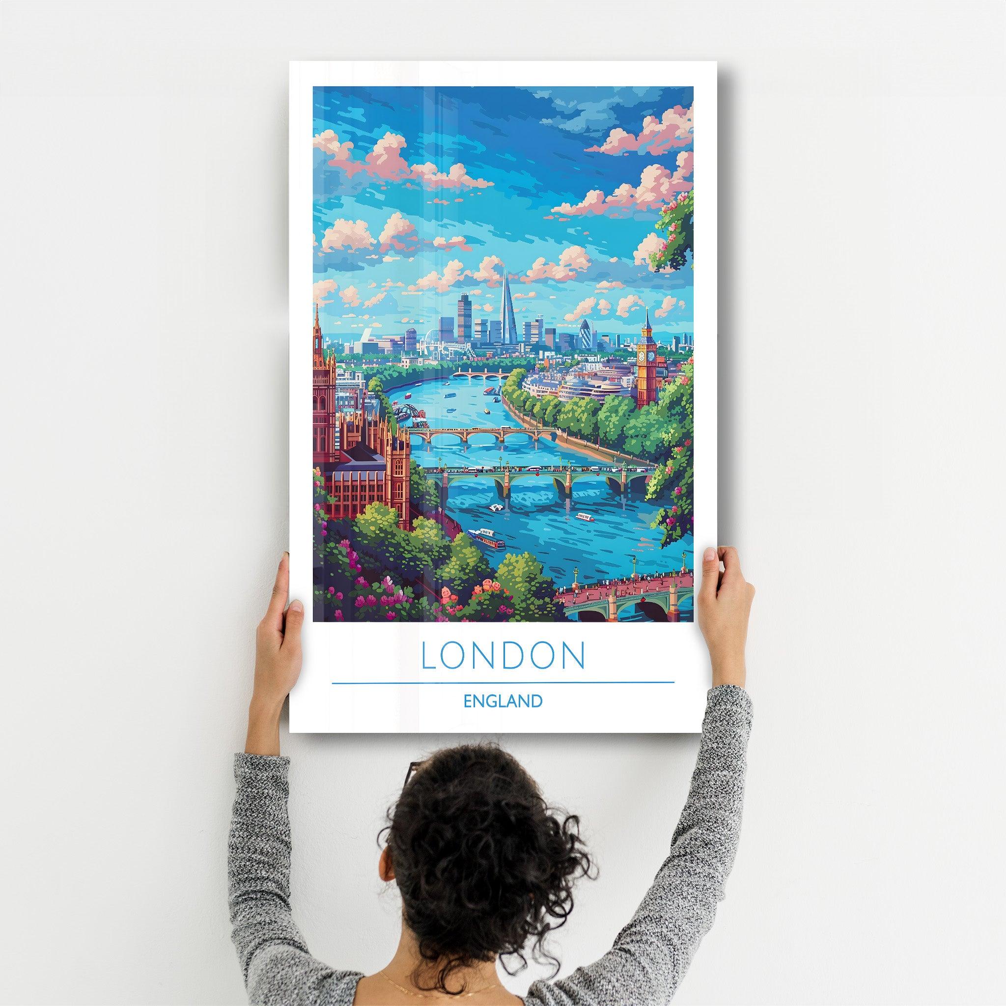 London England 1-Travel Posters | Glass Wall Art - Artdesigna