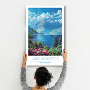 Lake Wakatipu New Zealand-Travel Posters | Glass Wall Art - Artdesigna