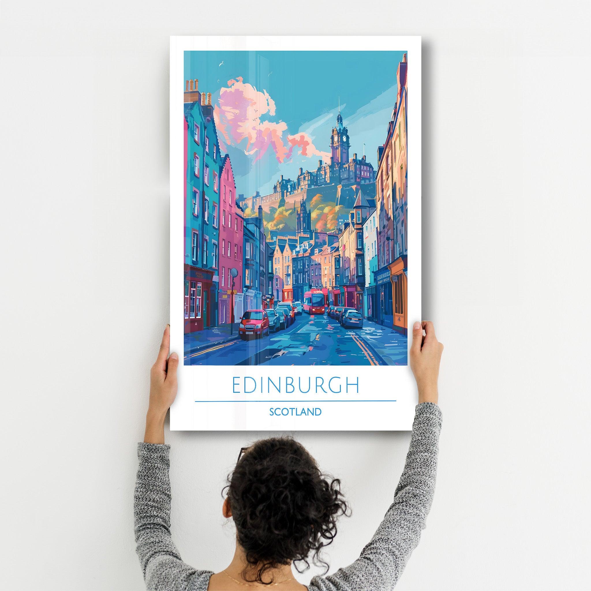 Edinburgh Scotland 2-Travel Posters | Glass Wall Art - Artdesigna