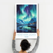 Northern Lights Iceland-Travel Posters | Glass Wall Art - Artdesigna