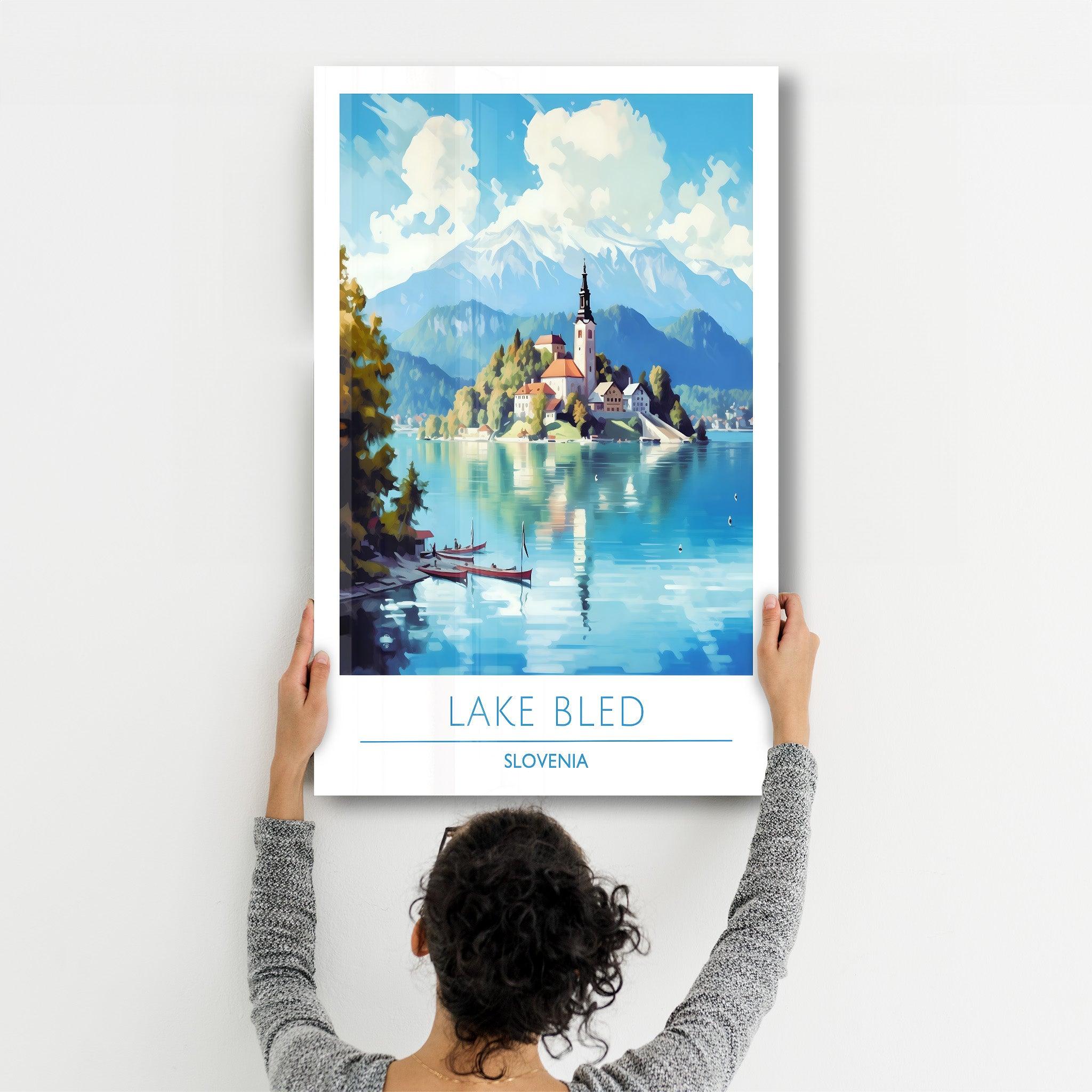 Lake Bled Slovenia-Travel Posters | Glass Wall Art - Artdesigna