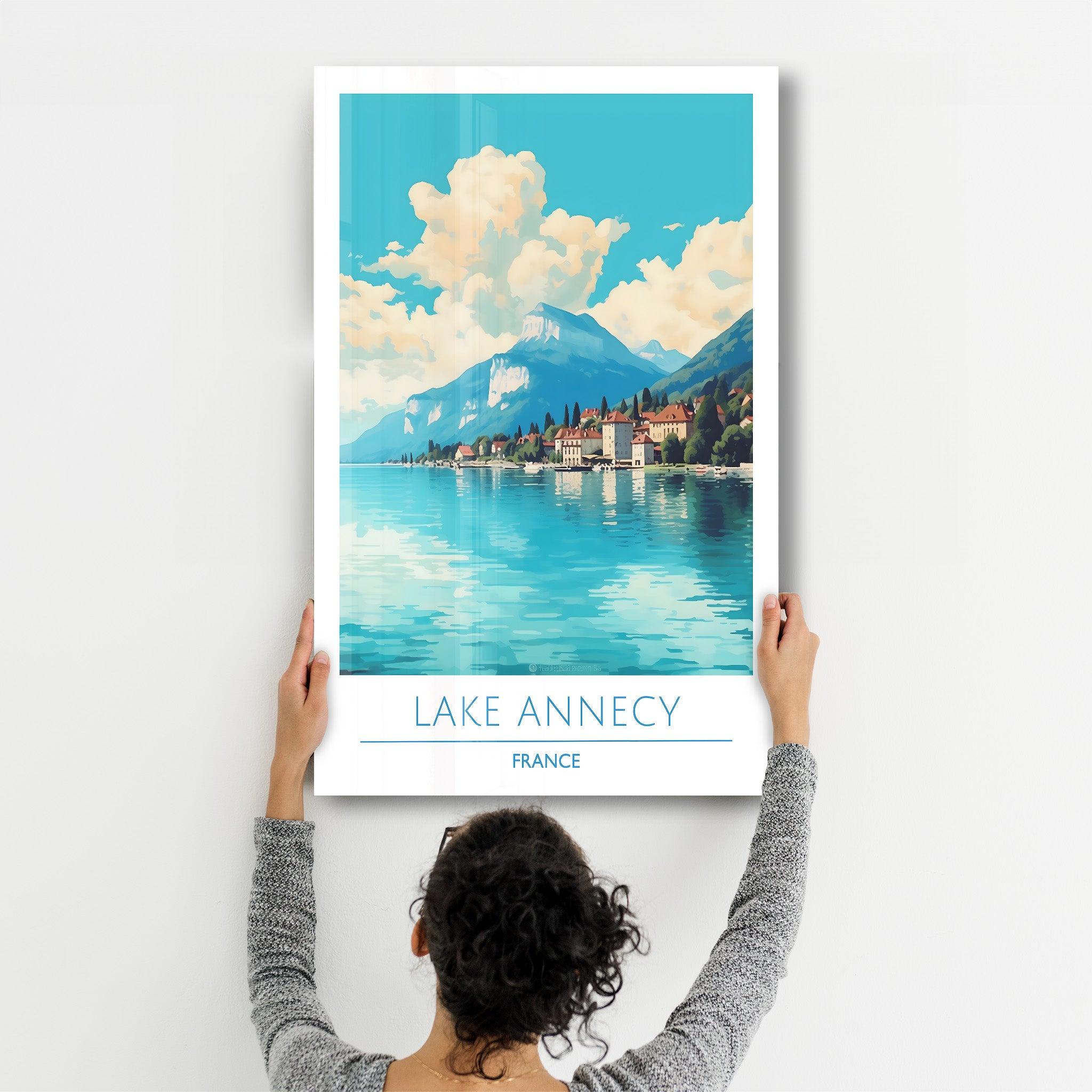 Lake Annecy France 2-Travel Posters | Glass Wall Art - Artdesigna