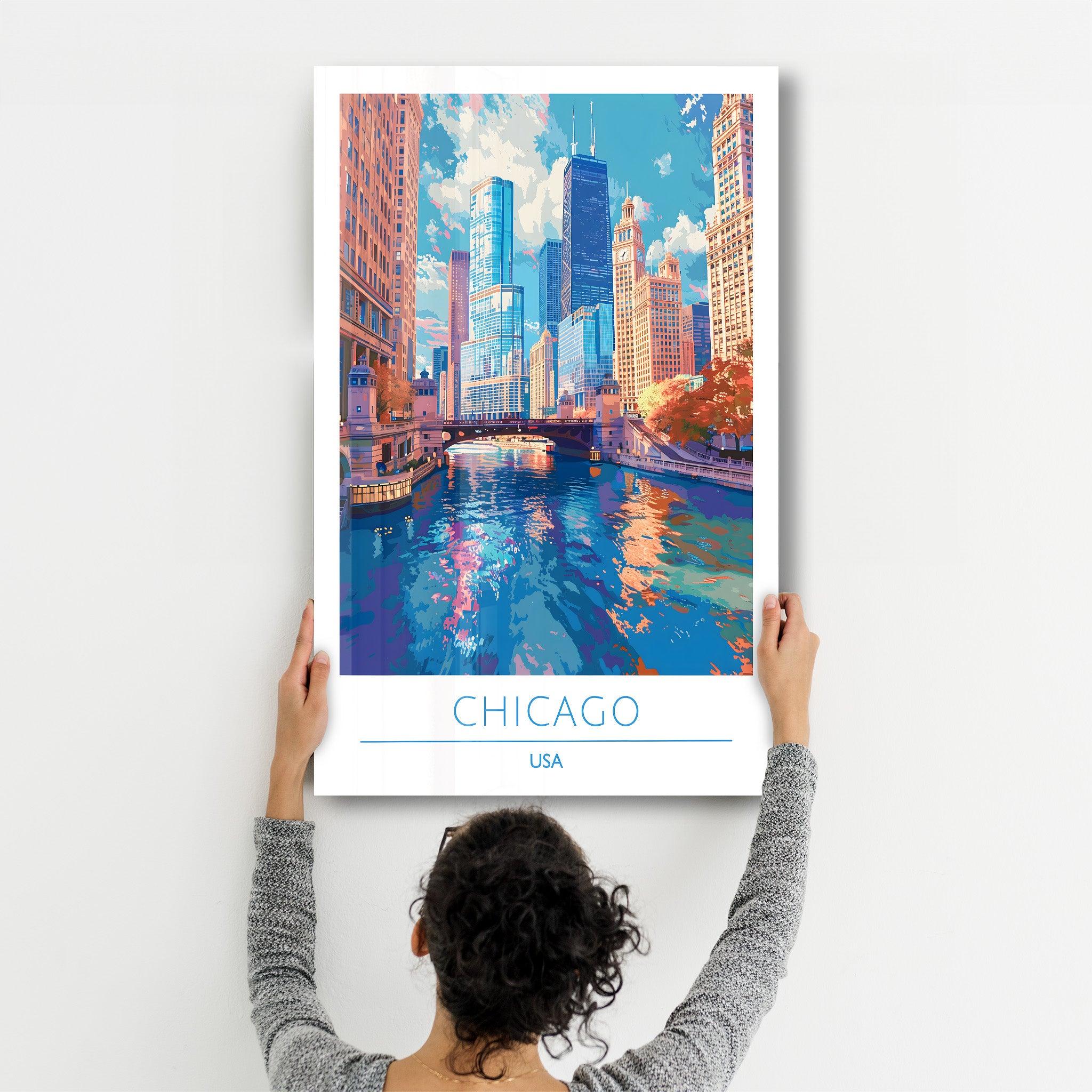 Chicago USA-Travel Posters | Glass Wall Art - Artdesigna