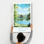 St. James Park- London England-Travel Posters | Glass Wall Art - Artdesigna