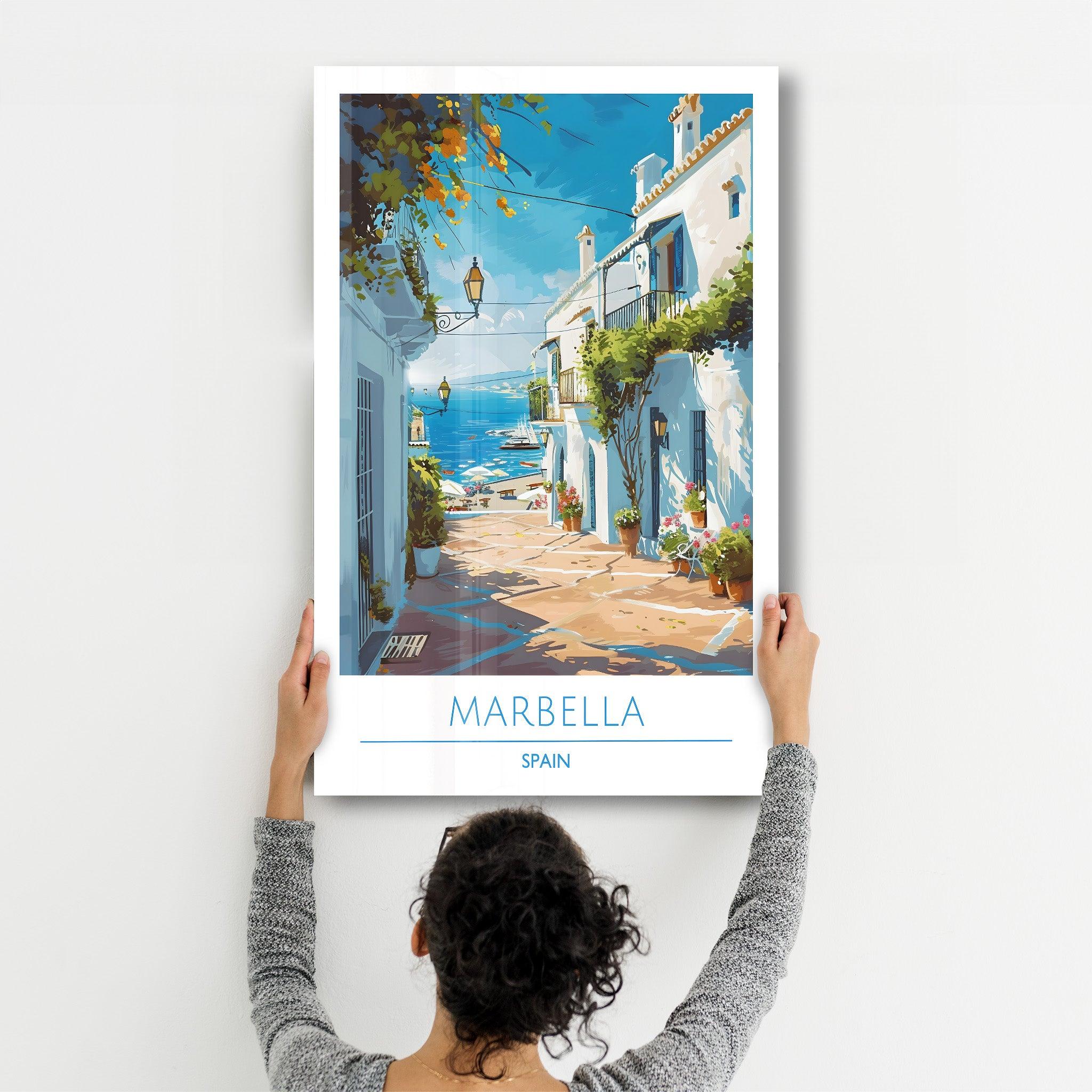 Marbella Spain-Travel Posters | Glass Wall Art - Artdesigna