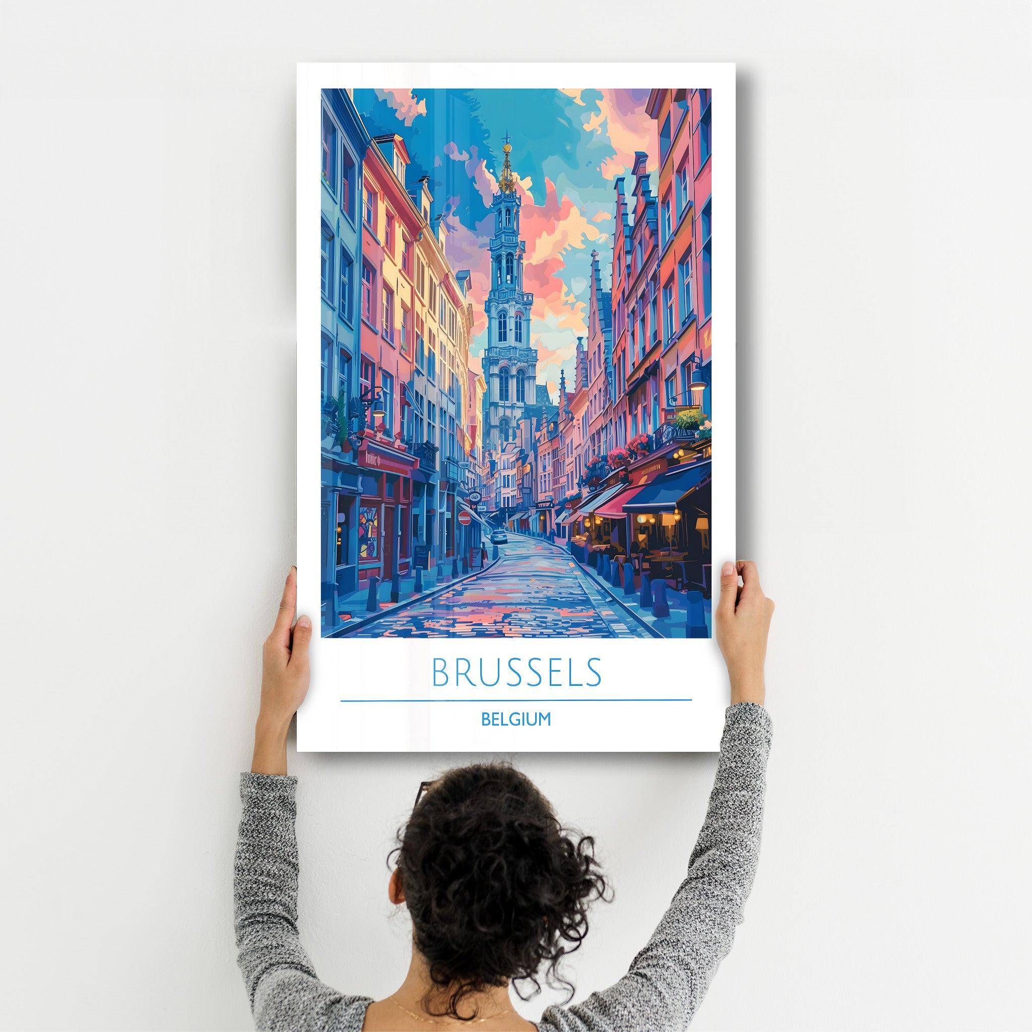 Brussels Belgium 2-Travel Posters | Glass Wall Art - Artdesigna