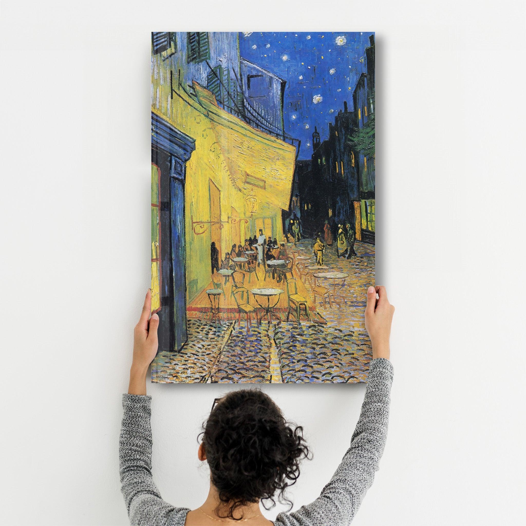 Vincent van Gogh's Café Terrace at Night (1888) | Glass Wall Art - Artdesigna