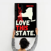 Love This State NewYork | Glass Wall Art - Artdesigna