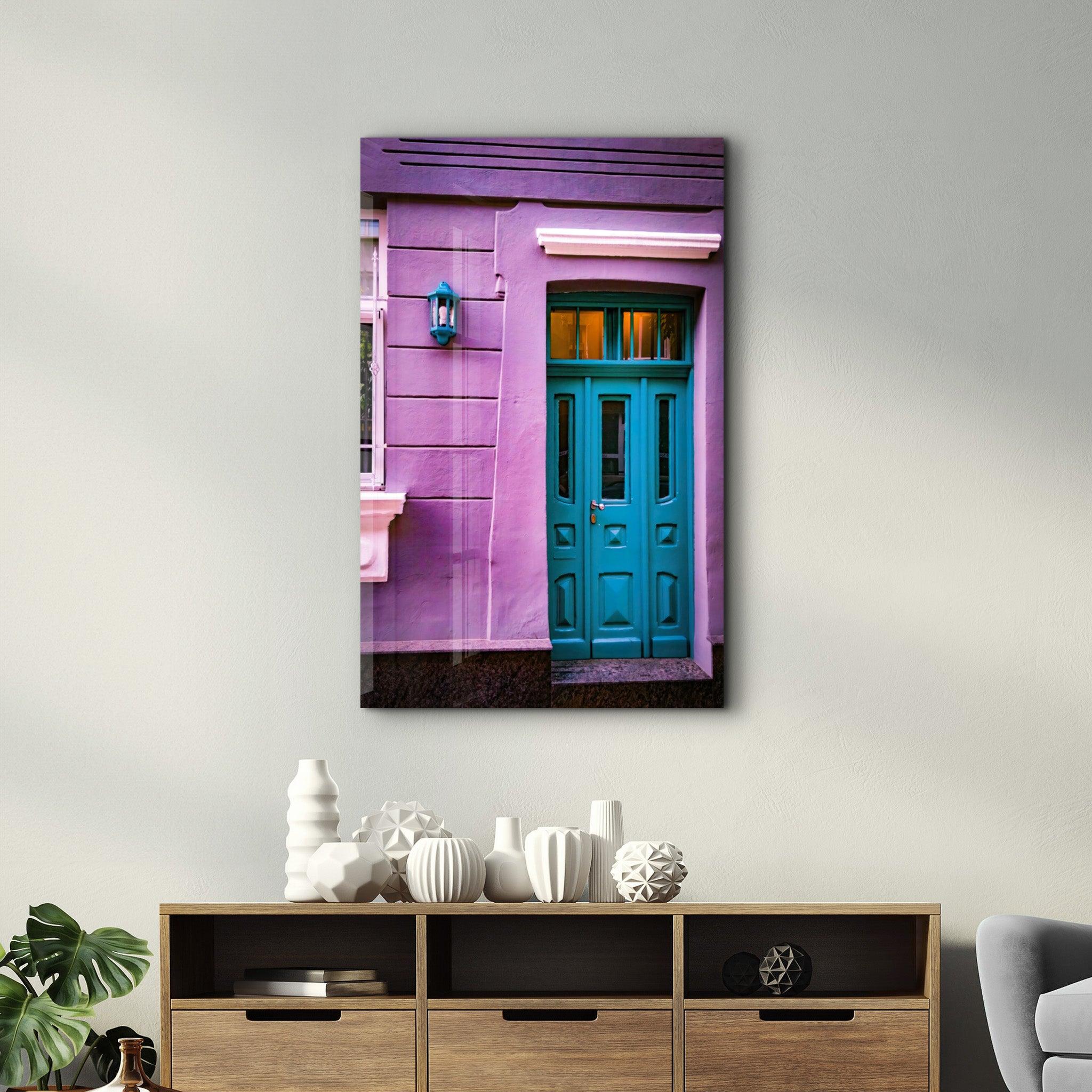 Blue Door | Glass Wall Art - Artdesigna