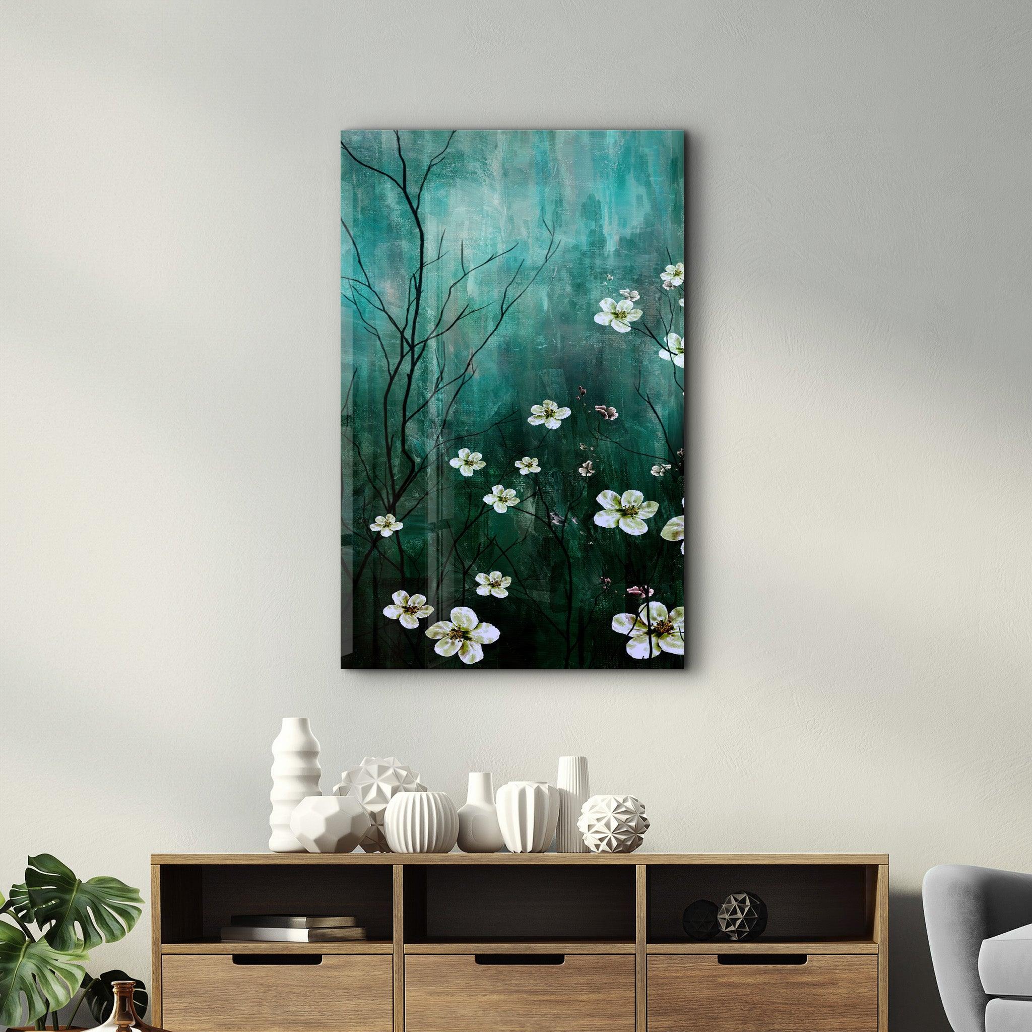 Yellow Flowers V2 | Glass Wall Art - Artdesigna