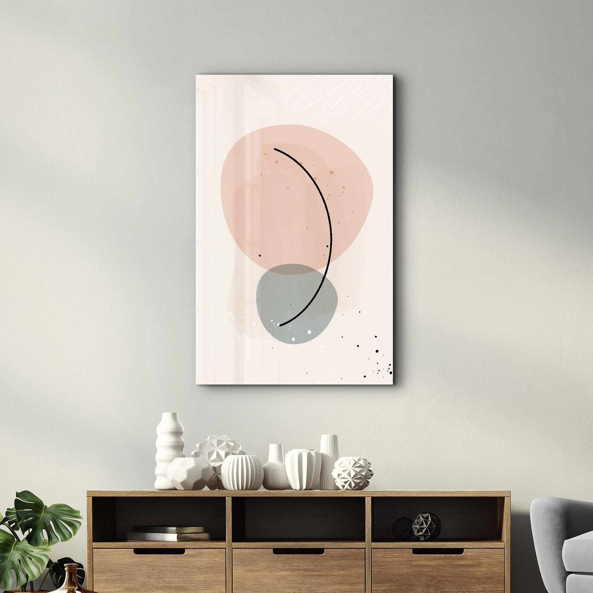 Abstract Shapes and Line V1 | Glass Wall Art - Artdesigna