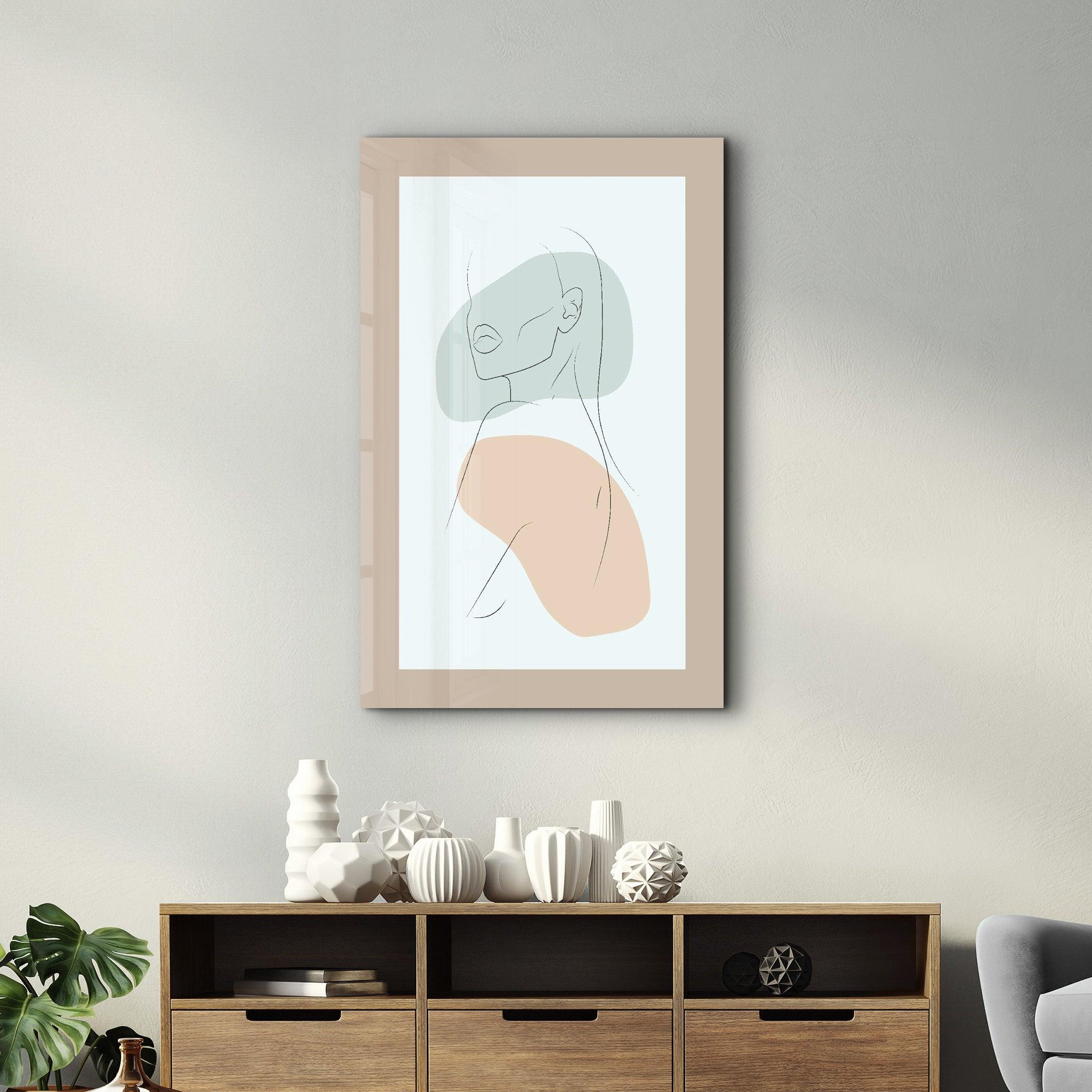 Shapes and Woman Portrait V1 | Glass Wall Art - Artdesigna