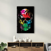 The Palm Skull | Glass Wall Art - Artdesigna