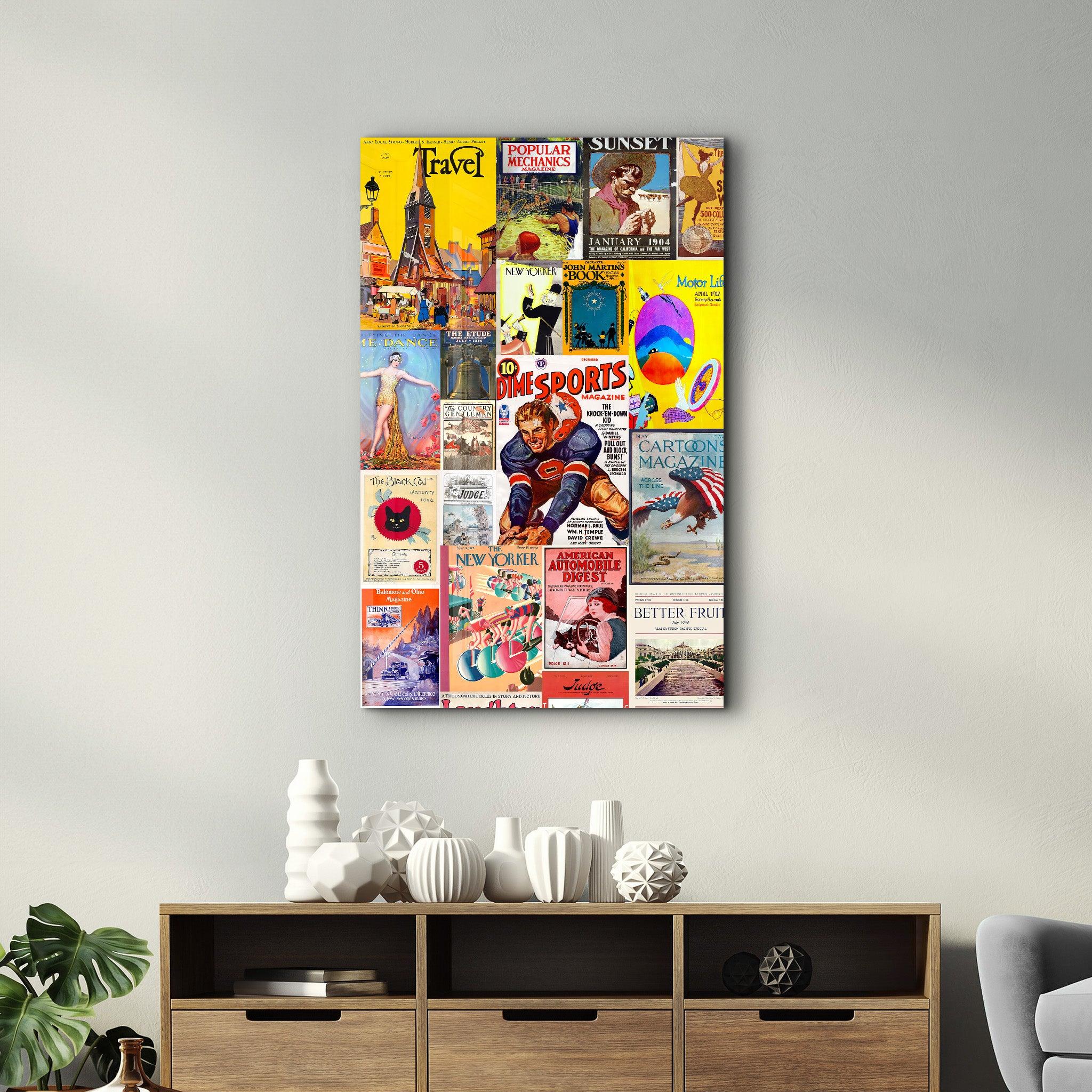 Retro Magazine Covers-1 - Glass Wall Art - Artdesigna