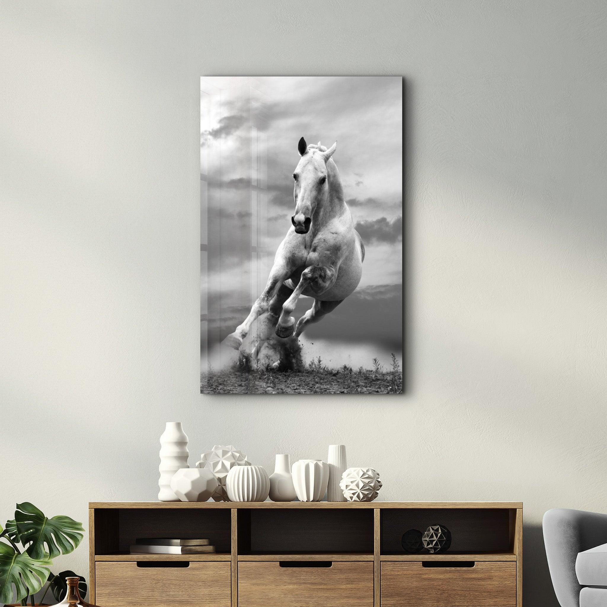 Running Horse | Glass Wall Art - Artdesigna